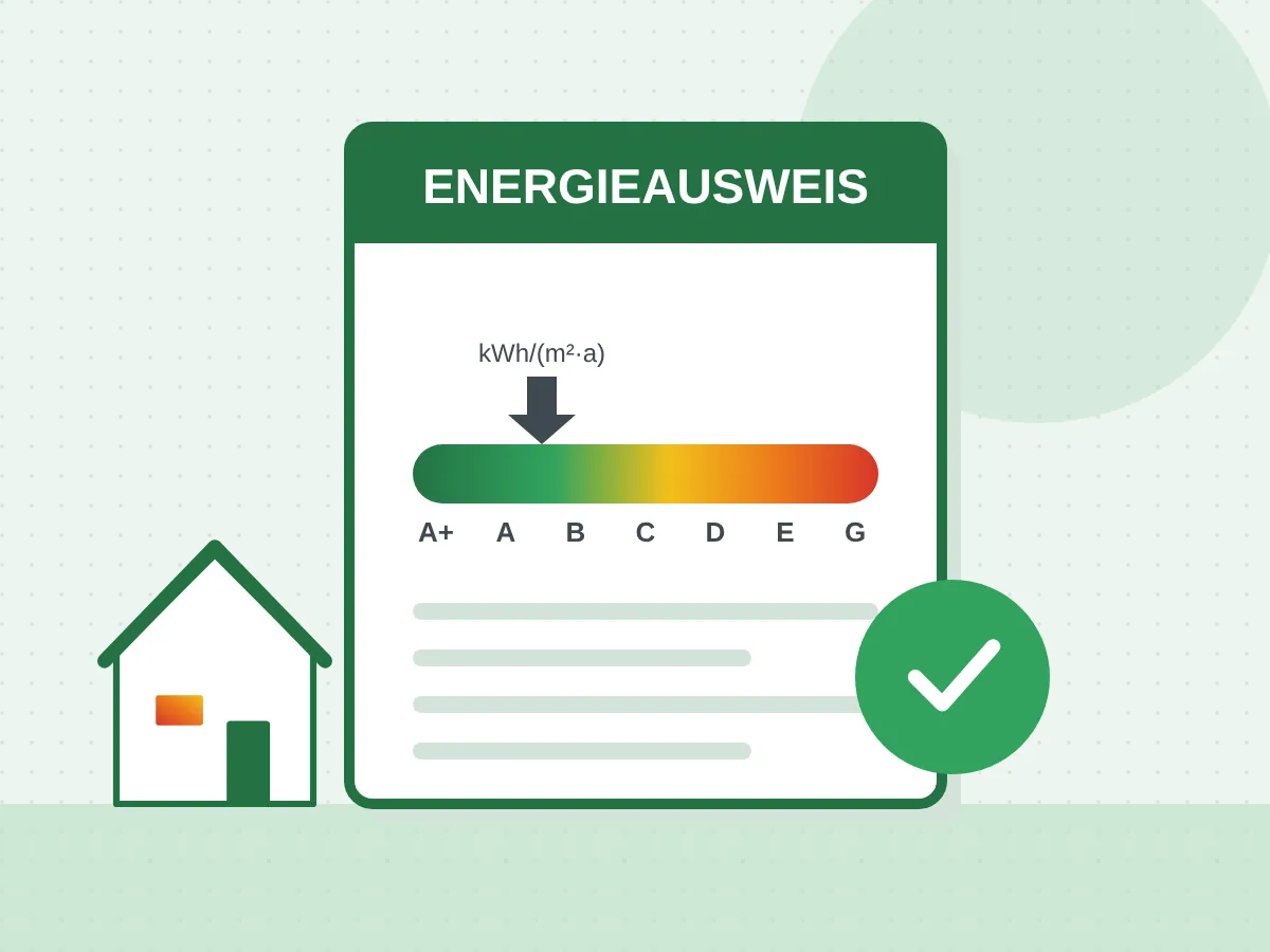 Illustration: Energieausweis mit Farbskala